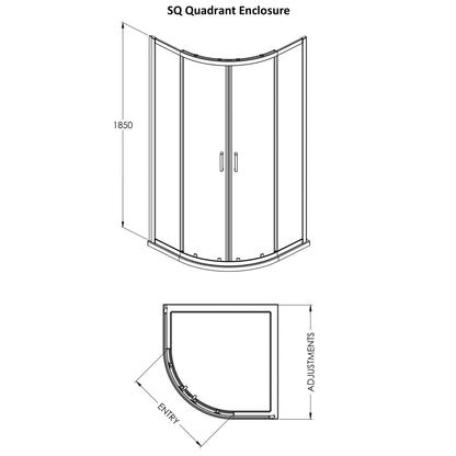 Fairford 6mm, 800mm x 800mm Matt Black Quadrant Shower Enclosure