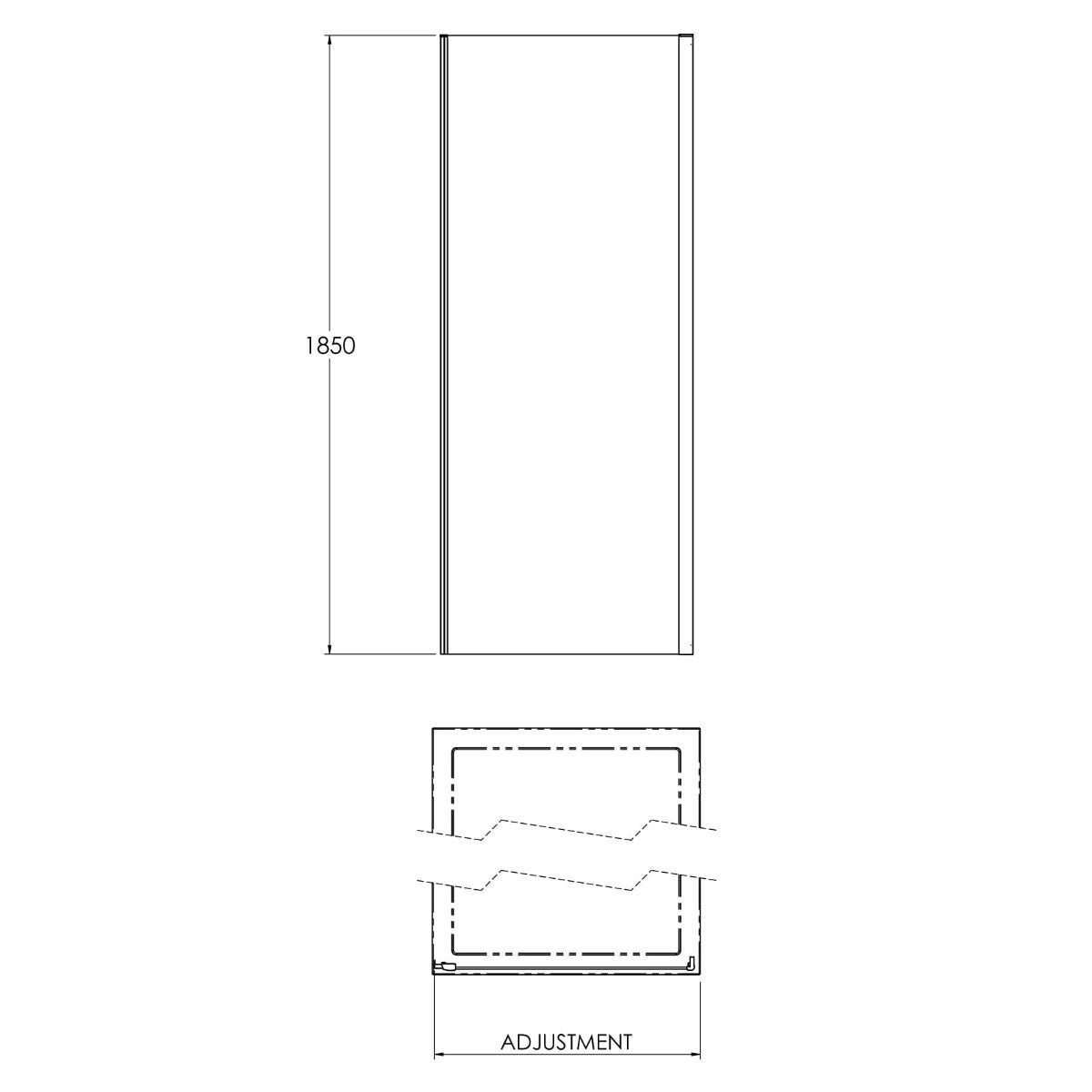 Fairford 6mm, 800mm Matt Black Shower Enclosure Side Panel