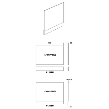 Fairford White End Panel with Plinth, 700mm