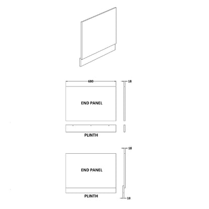 Fairford Satin White 700mm Bath End Panel with Plinth