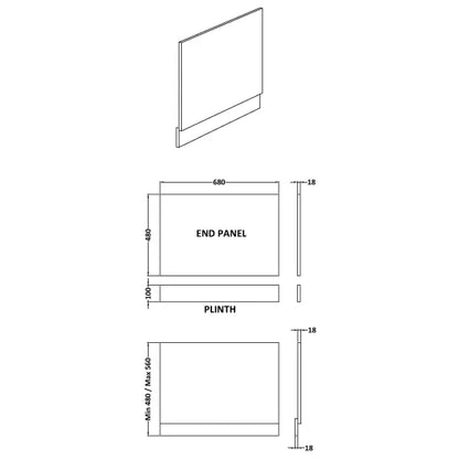 Fairford Midnight Blue 700mm Bath End Panel with Plinth