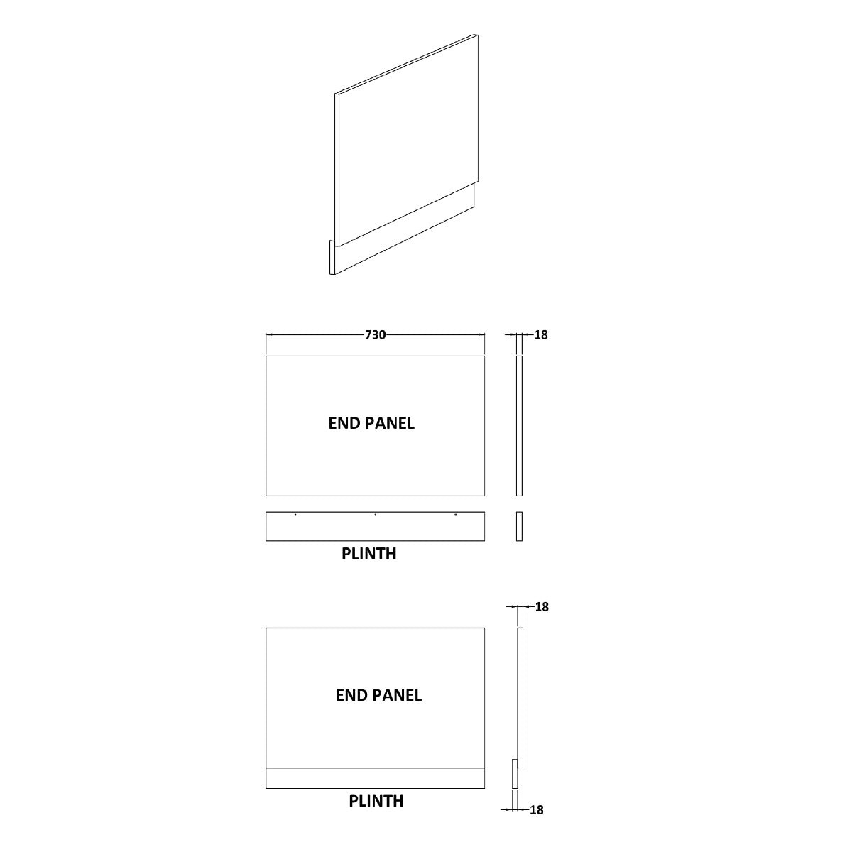 Fairford Satin Blue 750mm Bath End Panel with Plinth