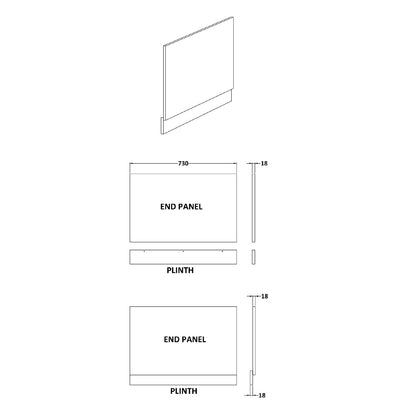 Fairford Satin Nu Blue 750mm Bath End Panel with Plinth