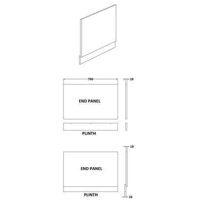 Fairford White End Panel with Plinth, 800mm