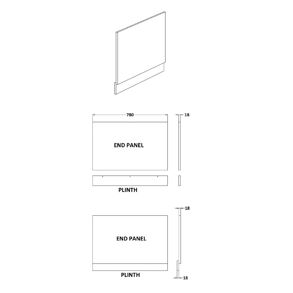 Fairford Light Gloss Grey 800mm Bath End Panel with Plinth
