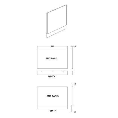 Fairford Driftwood 800mm Bath End Panel with Plinth