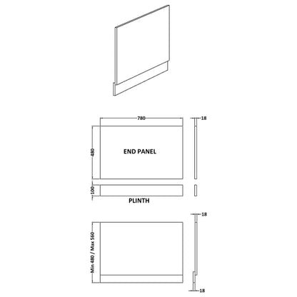 Fairford Midnight Blue 800mm Bath End Panel with Plinth
