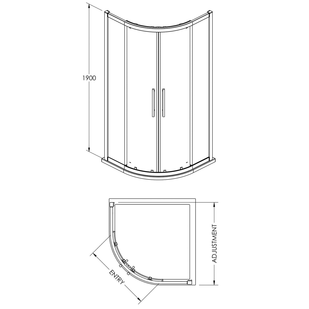 Quadrant enclosure dimension drawing