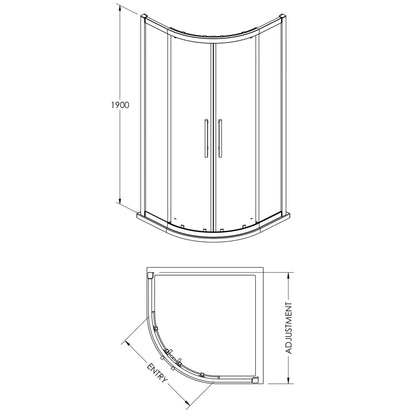 Quadrant enclosure dimension drawing