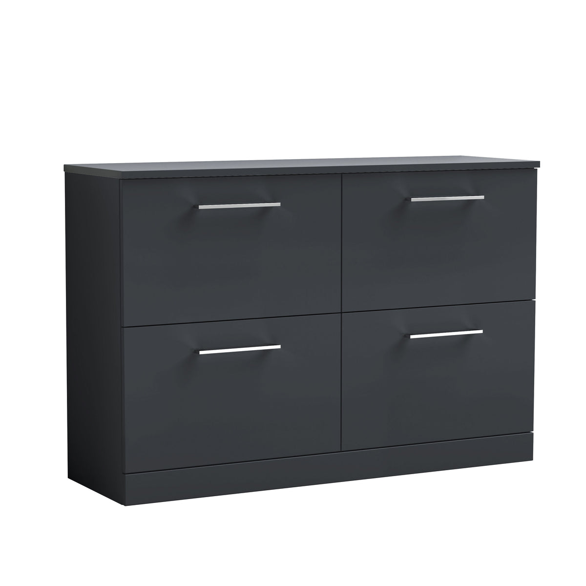 Fairford Aspri Soft Black 1200mm Floorstanding Double Vanity Unit with 4 Drawers and Basin