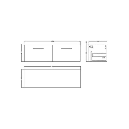 Fairford Aspri Bleached Oak 1200mm 2 Drawer Wall Hung Vanity Unit with Worktop