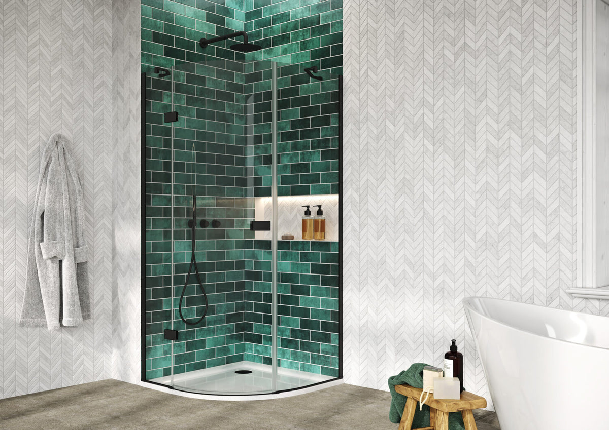 Fairford 8mm Frameless 800 x 800mm Matt Black Quadrant Enclosure