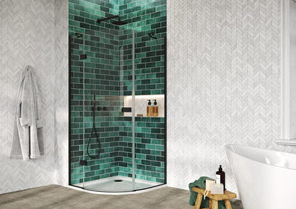 Fairford 8mm Frameless 800 x 800mm Matt Black Quadrant Enclosure