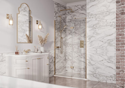 Fairford 8mm Frameless 1000mm Brushed Brass Hinged Shower Door