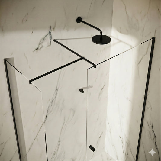Fairford Matt Black Straight Bar for 10mm Glass