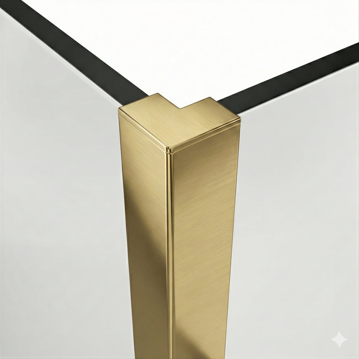 Fairford Brushed Brass Corner Post (for connecting 2 Screens) for 10mm Glass