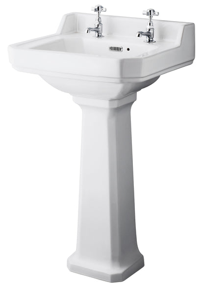 Fairford Hexam 500mm 2 Tap Hole Basin and Full Pedestal