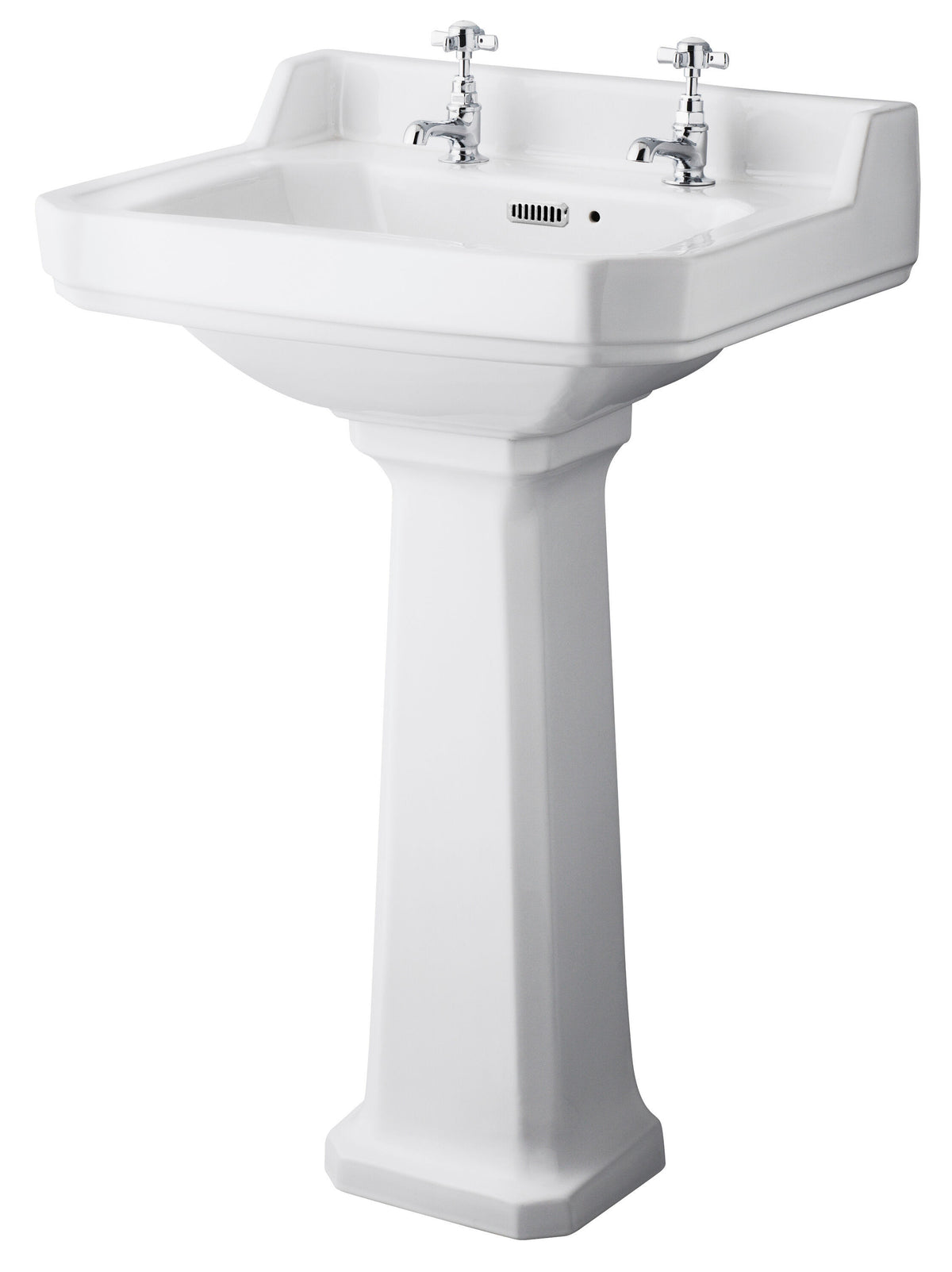 Fairford Hexam 560mm 2 Tap Hole Basin and Full Pedestal