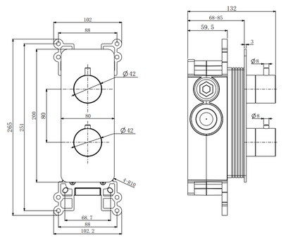 Fairford Element 7 Matt Black Twin Shower Valve, 1 Outlet