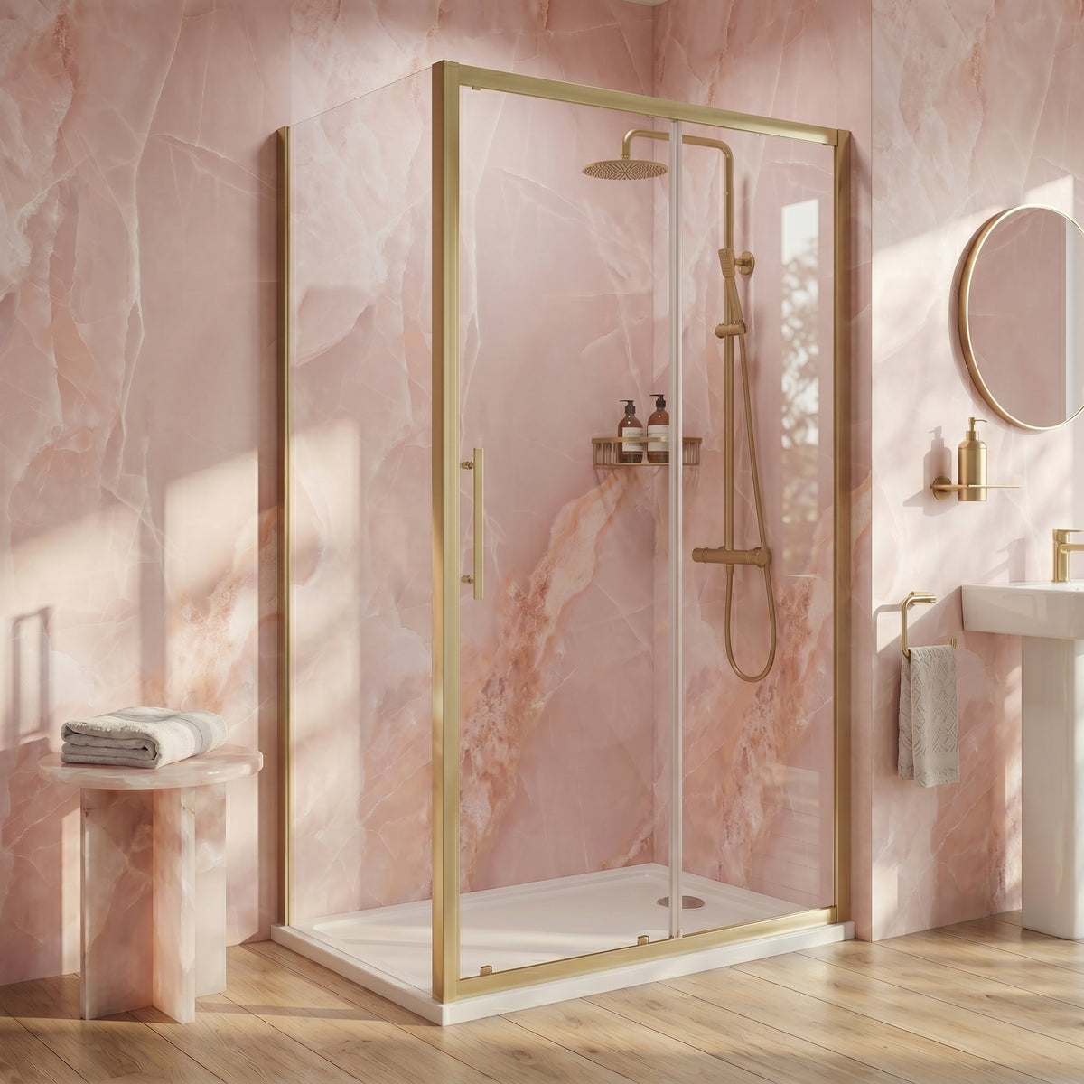 Fairford 6mm 700mm Brushed Brass Enclosure Side Panel