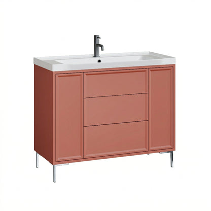 Fairford Elan Dusk Red 1000mm Floorstanding Vanity Unit with Chrome Legs