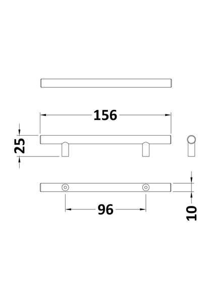 Fairford Brushed Brass Bar Handle, 96mm Centres