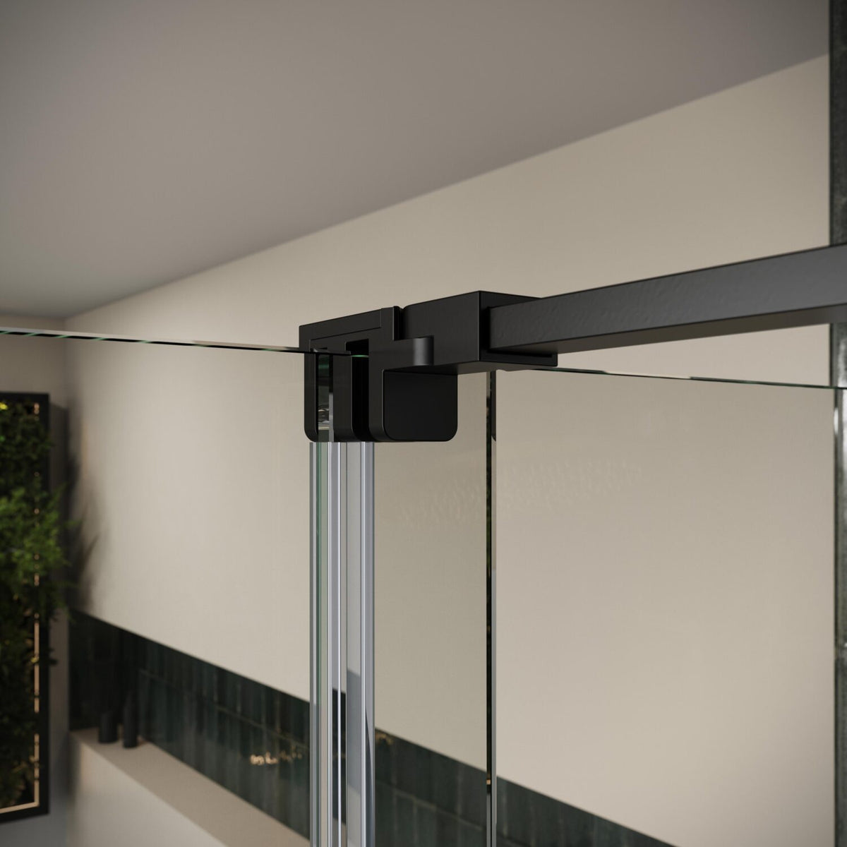 Fairford 8mm Frameless 1000mm Matt Black Sliding Shower Door