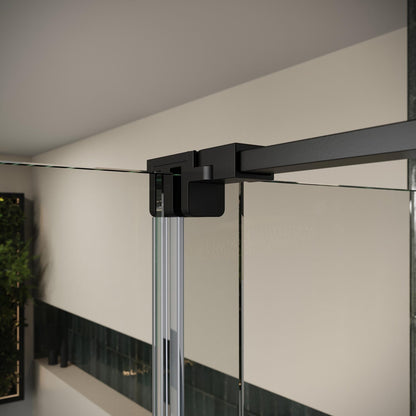 Fairford 8mm Frameless 1000mm Matt Black Sliding Shower Door