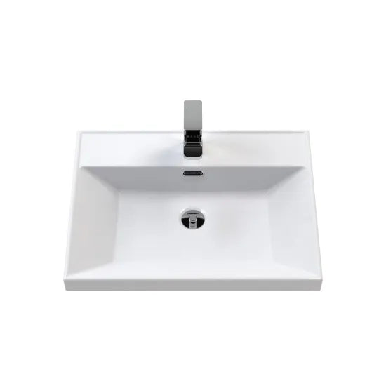 Fairford Tisse Pebble Grey 600mm 1 Drawer Wall Hung Vanity Unit with Thin Edged Basin
