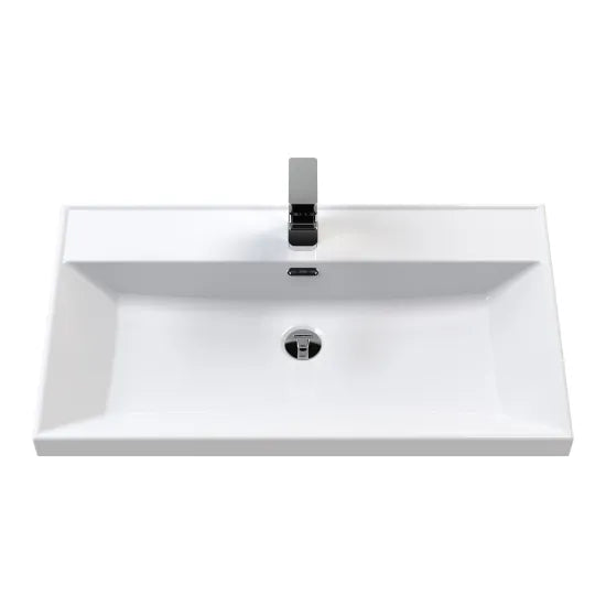 Fairford Tisse Pebble Grey 800mm 1 Drawer Wall Hung Vanity Unit with Thin Edged Basin