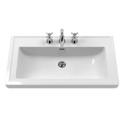 Fairford Tisse Pebble Grey 800mm 2 Drawer Wall Hung Vanity Unit with 3 Tap Hole Basin