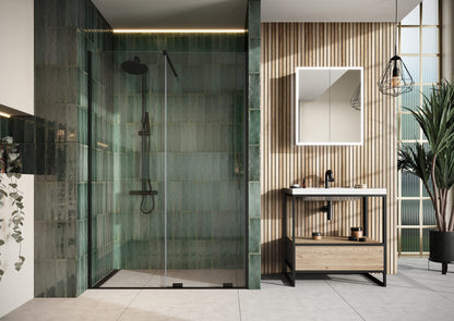 Fairford 8mm Frameless 1600mm Matt Black Sliding Shower Door