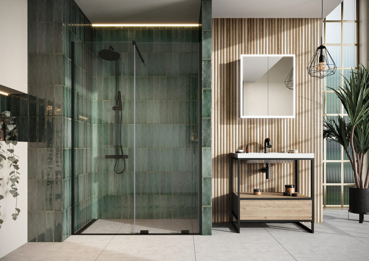 Fairford 8mm Frameless 1400mm Gunmetal Sliding Shower Door