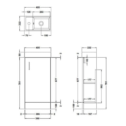 Fairford Minimalist Soft Black 400mm Floorstanding Vanity Unit