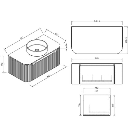 Fairford Sophia Smoked Sage 870mm Wall Hung Vanity Unit with Worktop