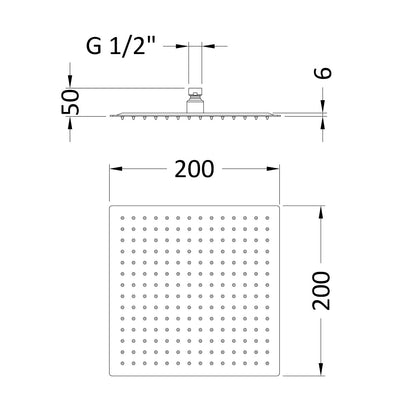 Fairford Una Grace 200 x 200mm Matt Black Rain Shower Head