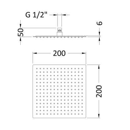 Fairford Una Grace 200 x 200mm Brushed Gun Metal Rain Shower Head