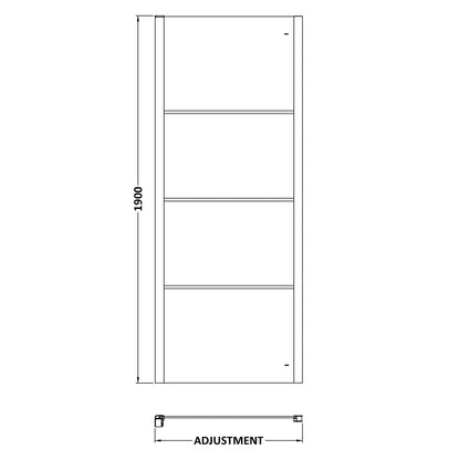 Fairford 8mm Matt Black Lined, 800mm Side Panel