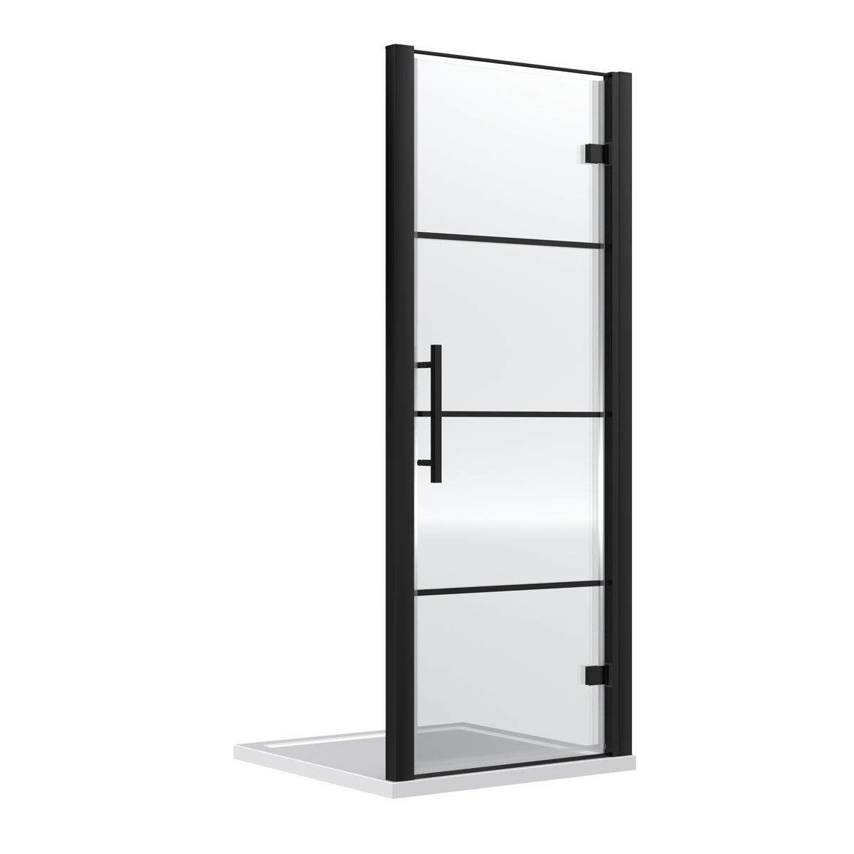 Fairford 8mm Matt Black Lined, 800mm Hinged Shower Door