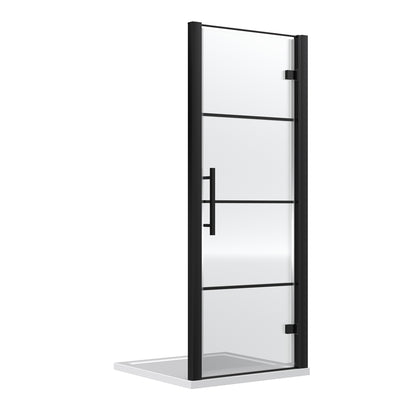 Fairford 8mm Matt Black Lined, 900mm Hinged Shower Door