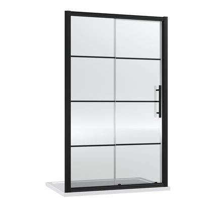 Fairford 8mm Matt Black Lined, 1200mm Sliding Shower Door