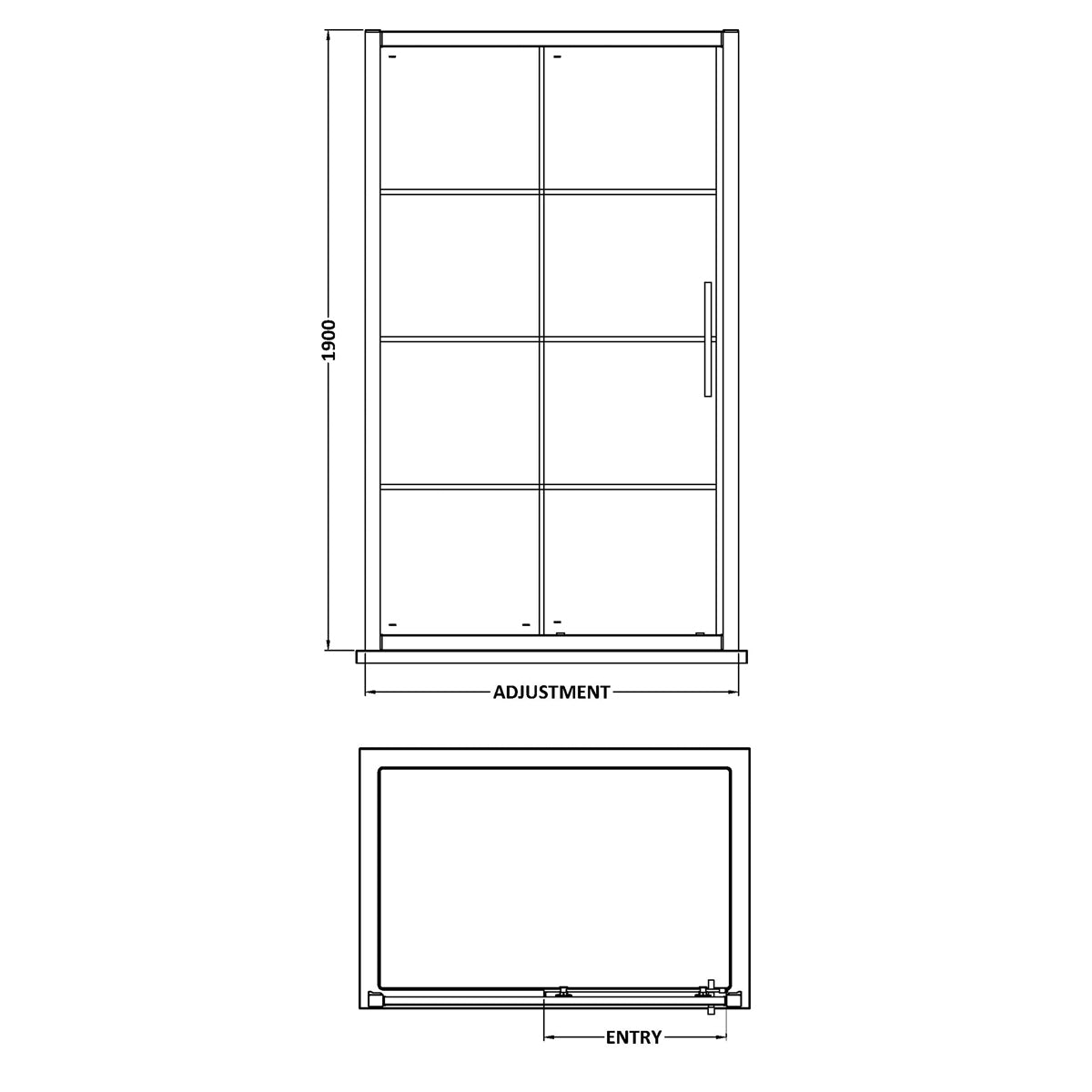 Fairford 8mm Matt Black Lined, 1200mm Sliding Shower Door