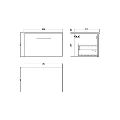 Fairford Aspri 600mm Midnight Blue 1-Drawer Wall Hung Vanity
