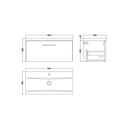 Fairford Aspri 800mm Anthracite 1-Drawer Wall Hung Vanity Unit