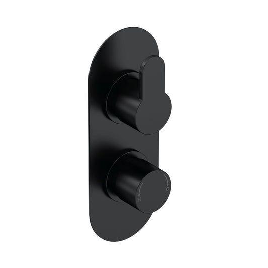 Fairford Element 10 Matt Black Round Concealed Twin Shower Valve with Diverter, 2 Outlet