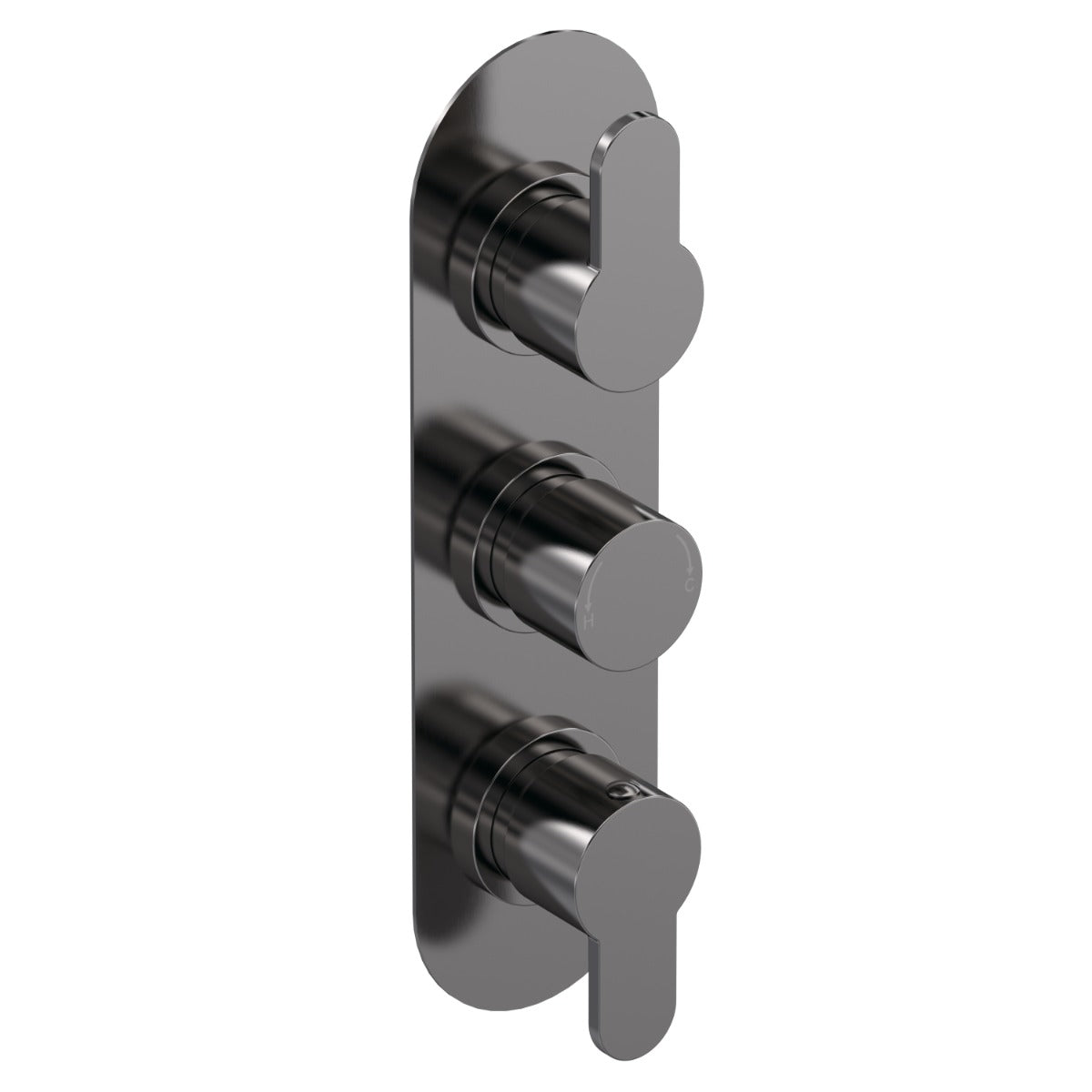Fairford Element 10 Brushed Gun Metal Round Concealed Triple Shower Valve, 2 Outlet