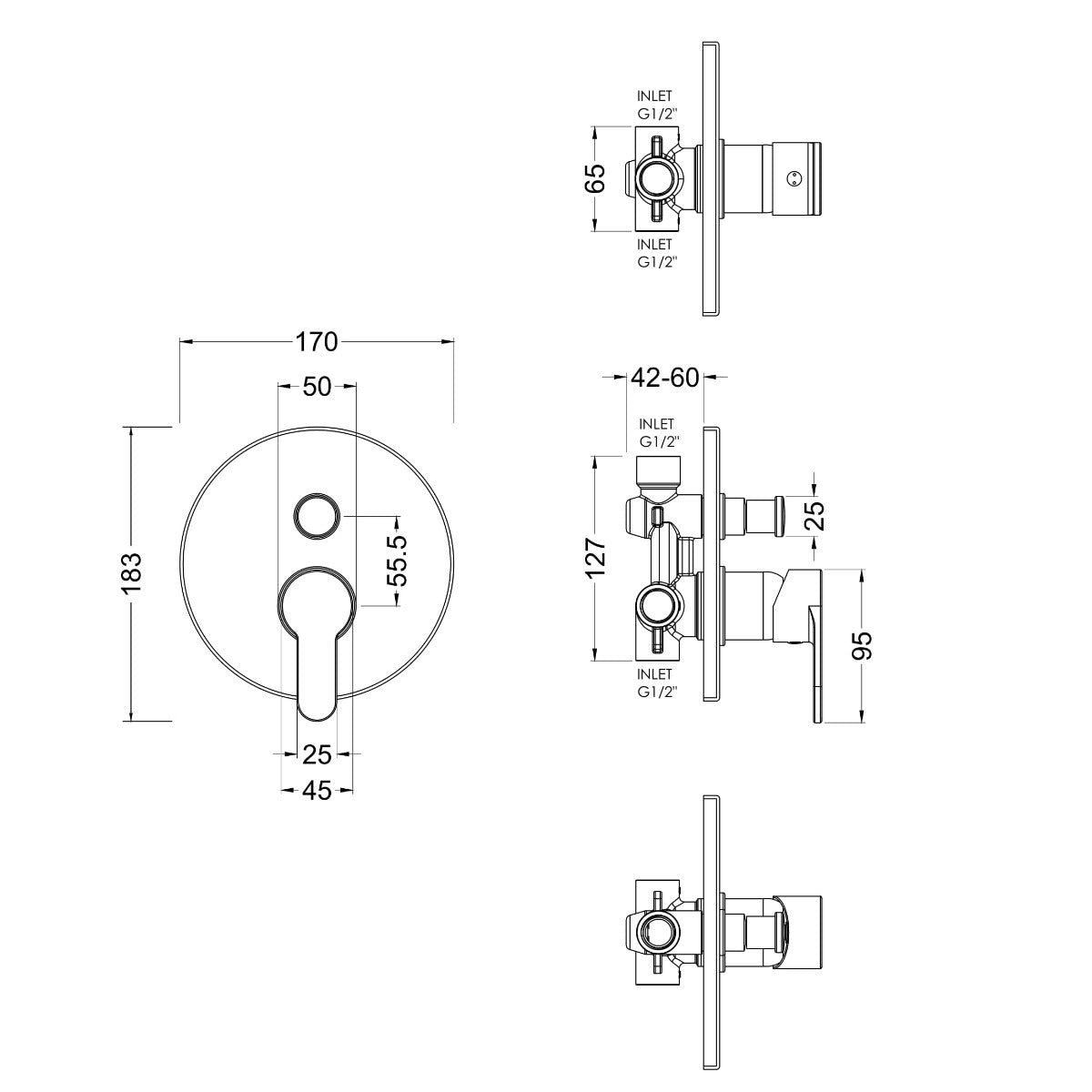 Fairford Element 10 Concealed Manual Shower Valve with Diverter