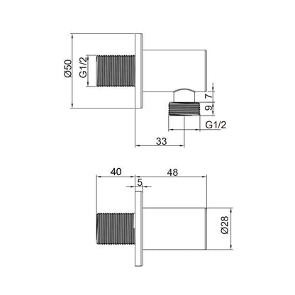 Fairford Element Brushed Brass Round Outlet Elbow