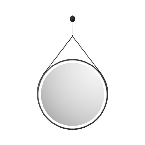 Fairford Belini Round Led Hanging Mirror - 600mm Wide - Matt Black