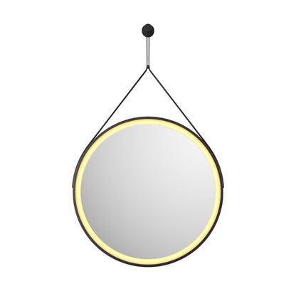 Fairford Belini Round Led Hanging Mirror - 600mm Wide - Matt Black